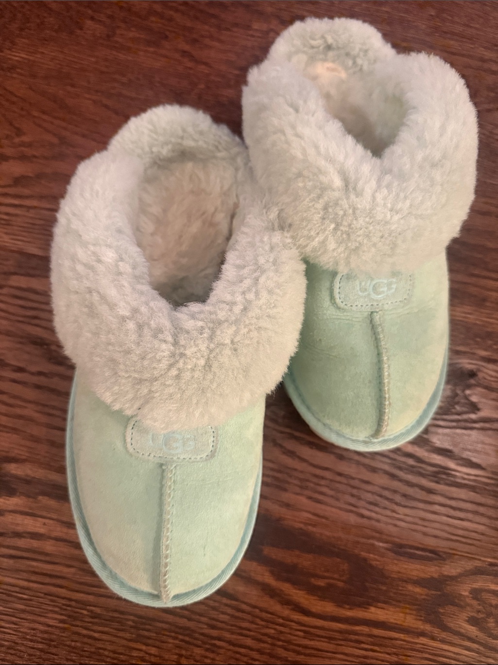 Ugg Mint Green Suede Shearling Cuff Slipper Boots